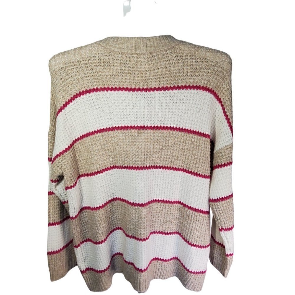 AMERICAN Eagle knitted Fit Tan-White Striped Crew Neck Pullover Sweater… - Picture 5 of 5